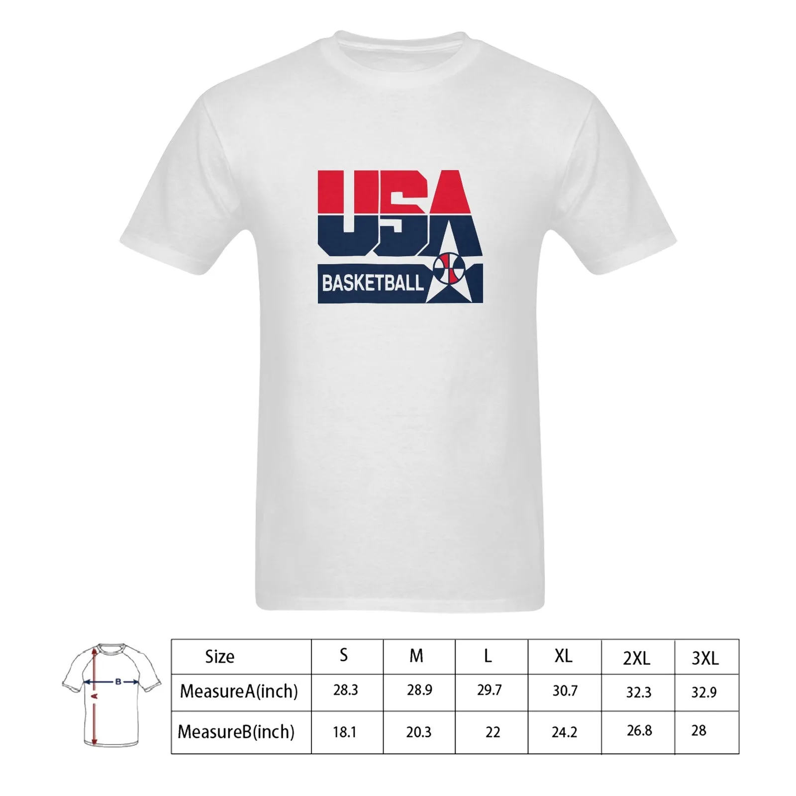 1992 Olympics USA Basketball Logo Men's T-shirt 100% Cotton