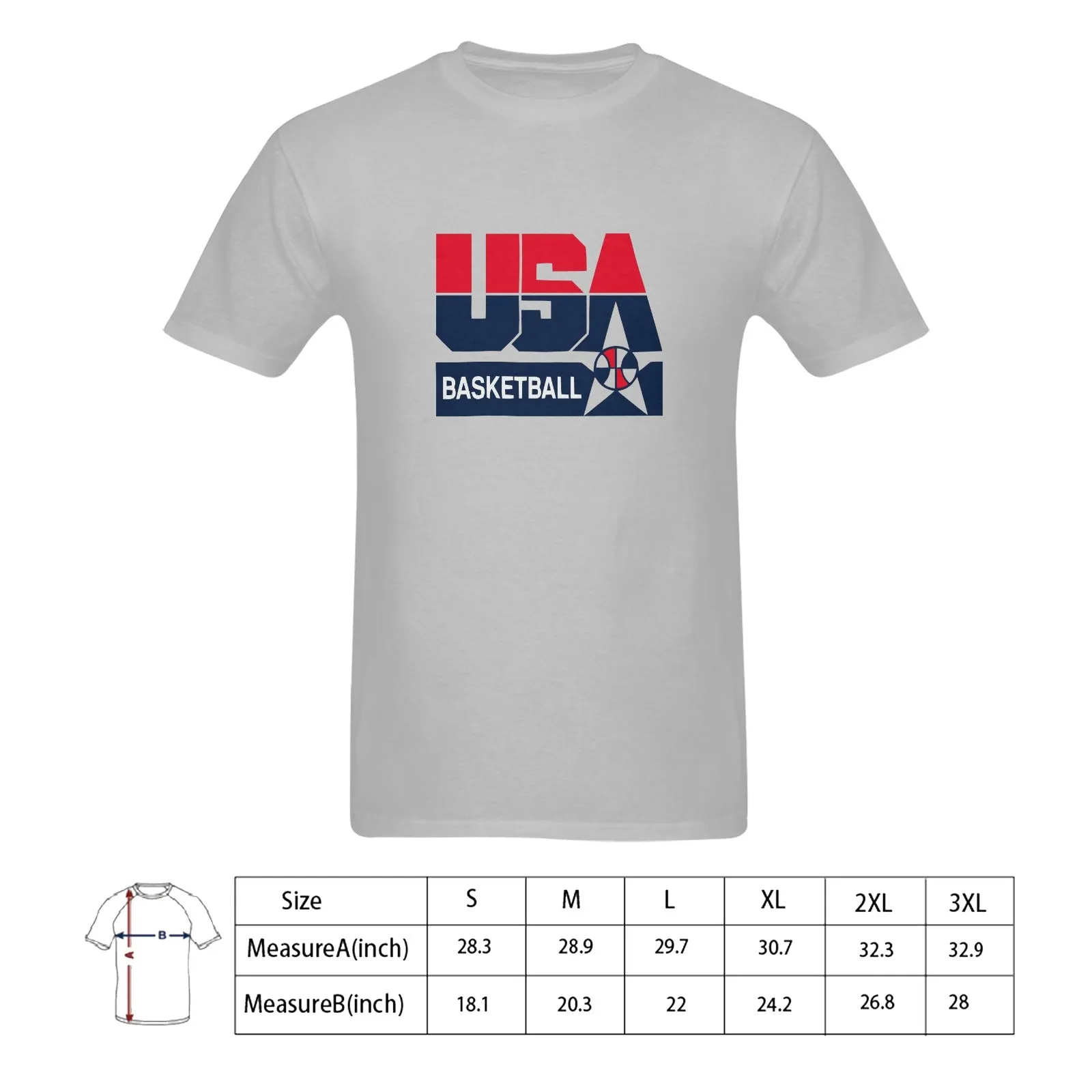 1992 Olympics USA Basketball Logo Men's T-shirt 100% Cotton