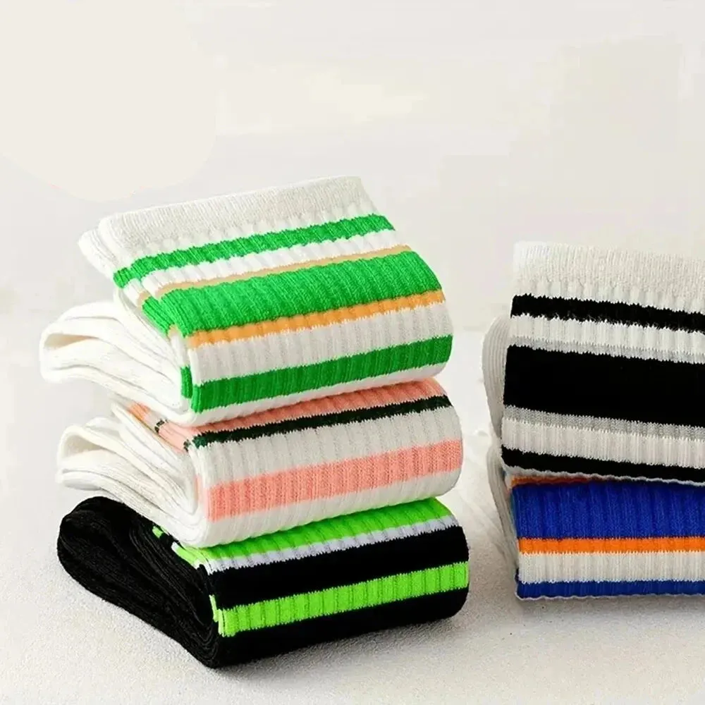 5 Pairs Women's Cute Harajuku Striped Socks