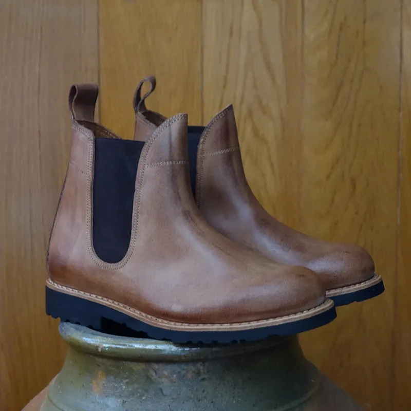 Alps Leather Chelsea Boots - Natural