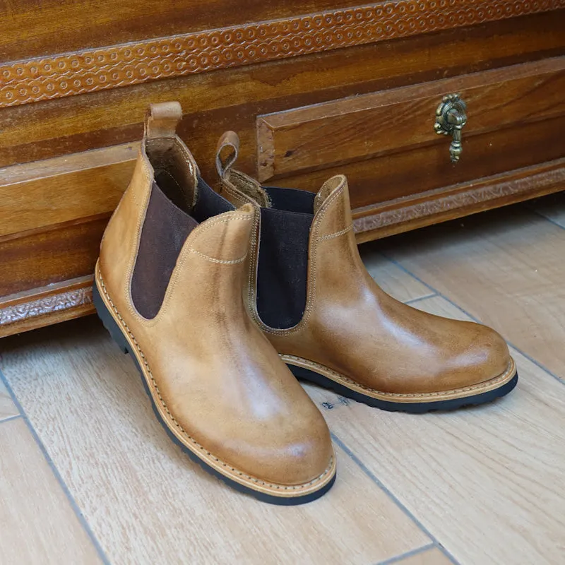 Alps Leather Chelsea Boots - Natural