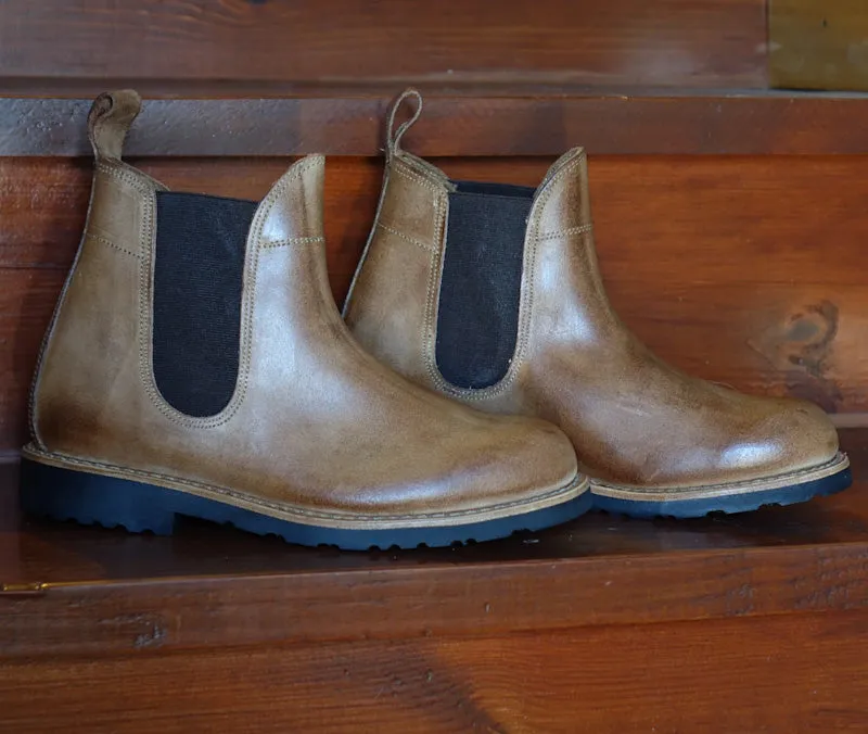 Alps Leather Chelsea Boots - Natural