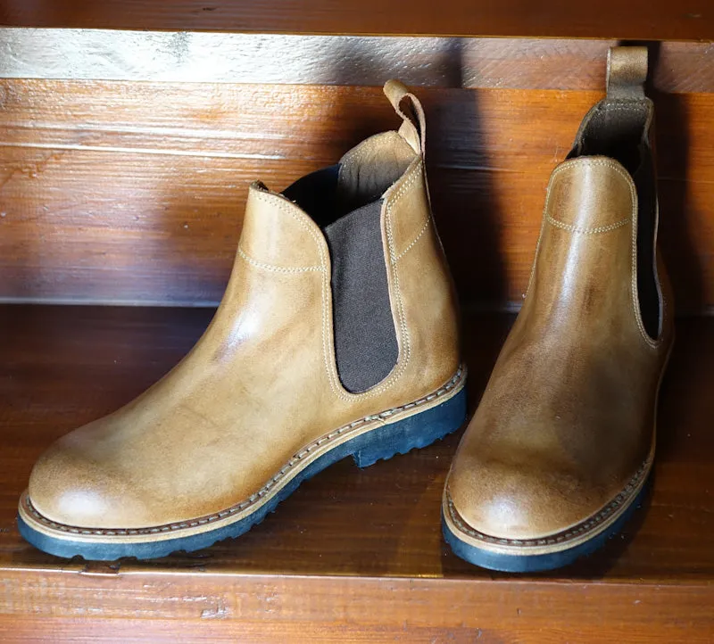 Alps Leather Chelsea Boots - Natural