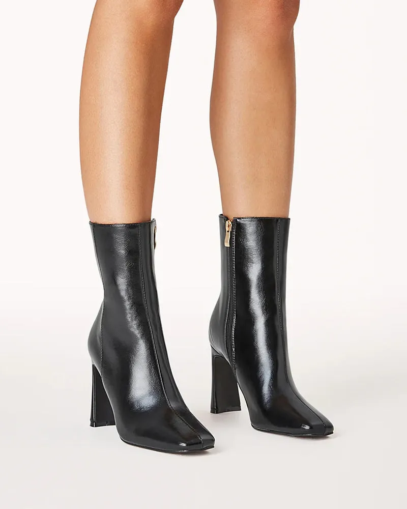 Billini Emira Flared Block Heel Ankle Boots Black Shimmer