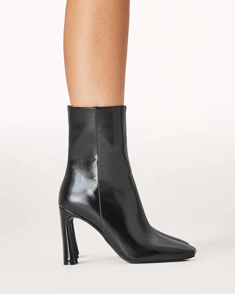 Billini Emira Flared Block Heel Ankle Boots Black Shimmer
