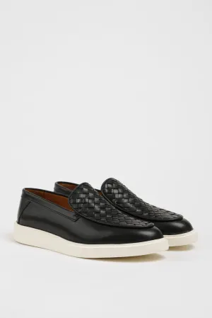 Black Woven Loafers