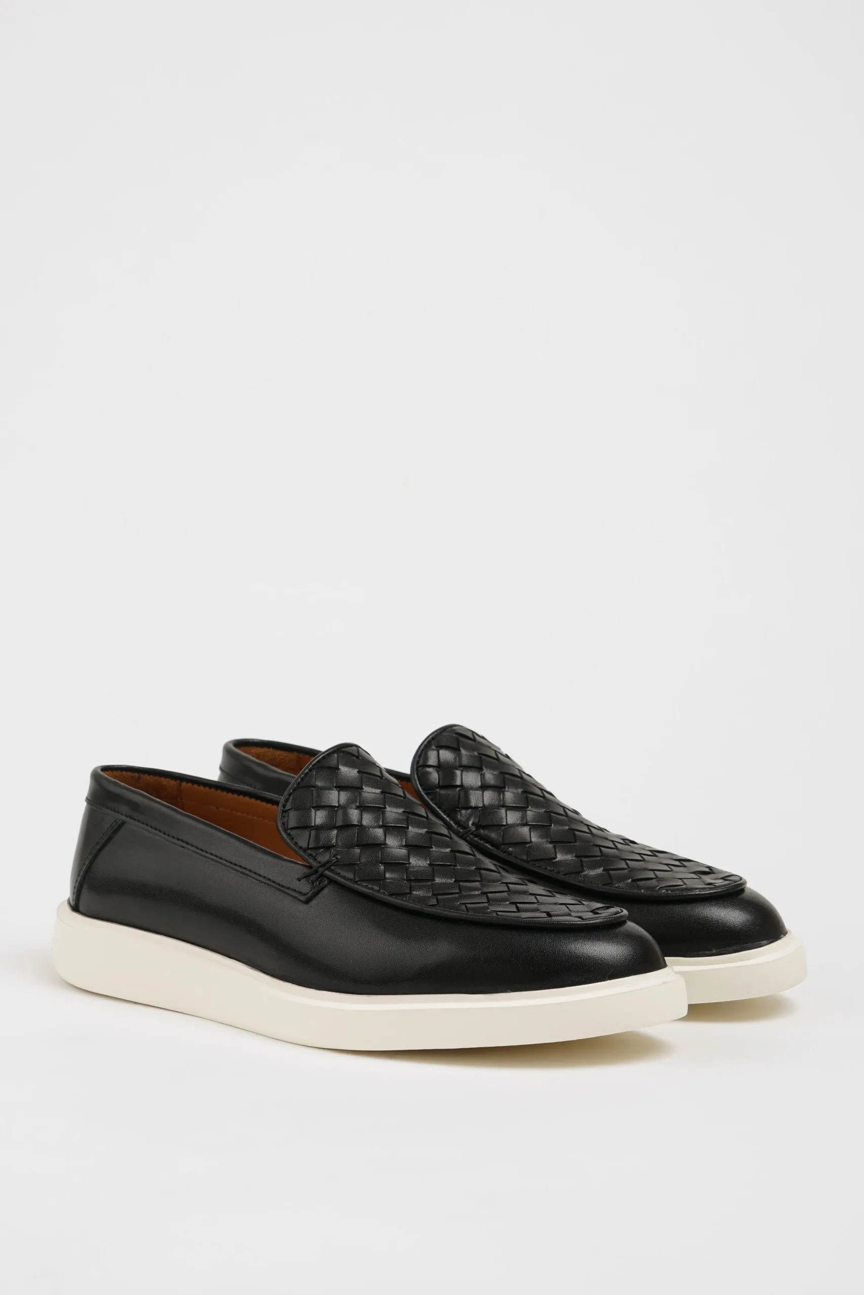 Black Woven Loafers