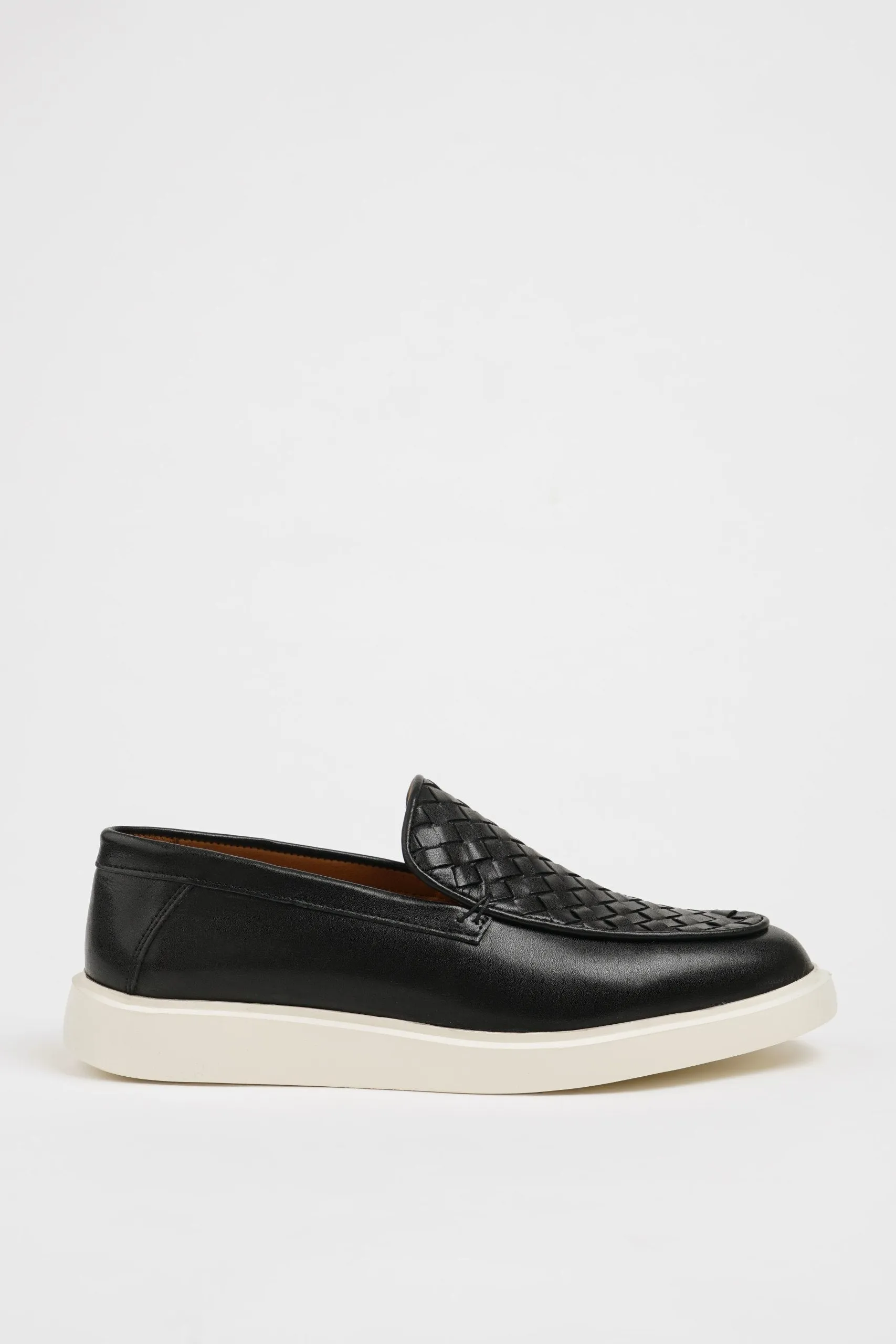 Black Woven Loafers