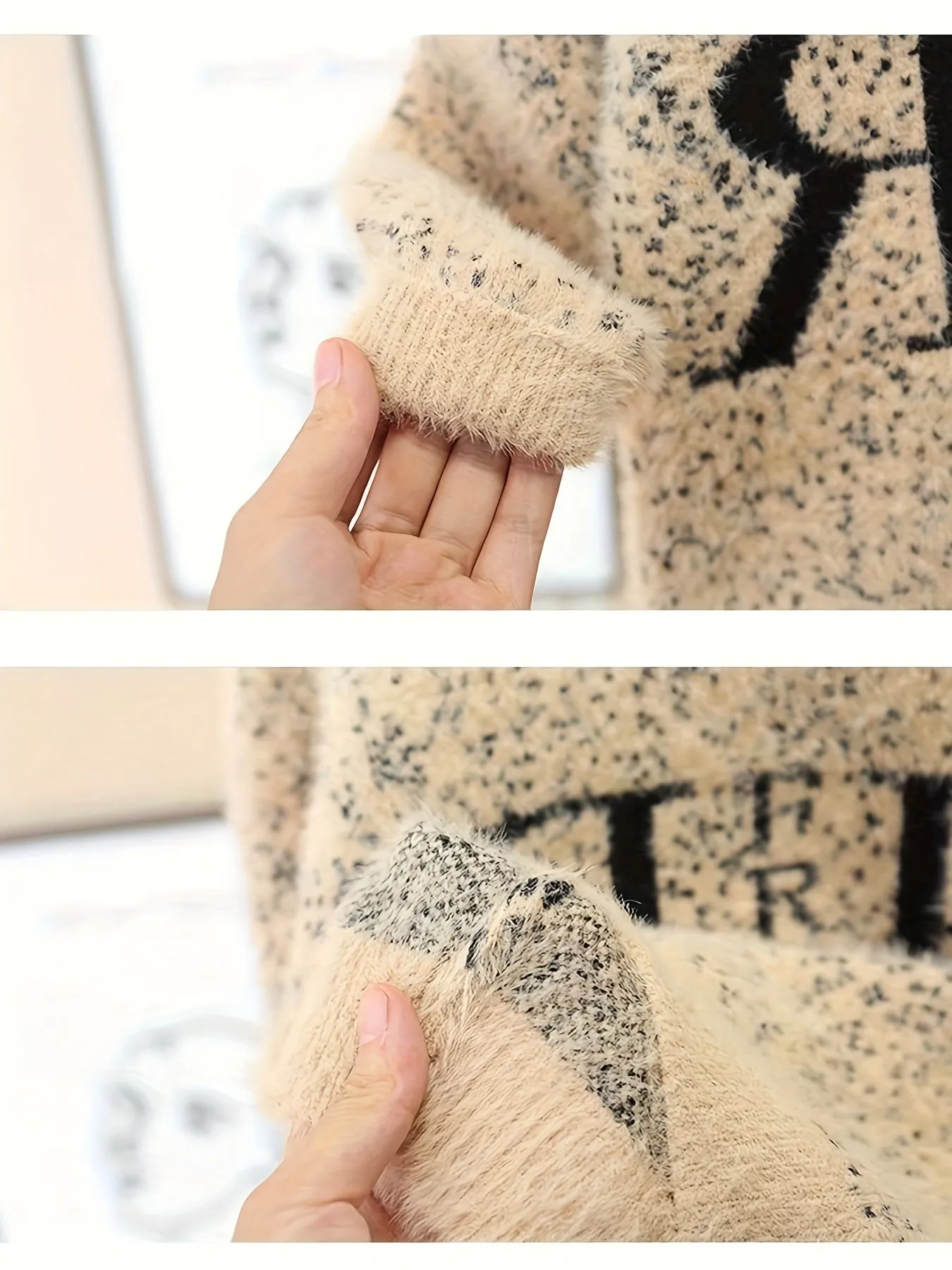 Boys Letter Pattern Knit Sweater, Round Neck Long Sleeve Stretch Warm Thick Pullover Top Boys Clothes Outdoor