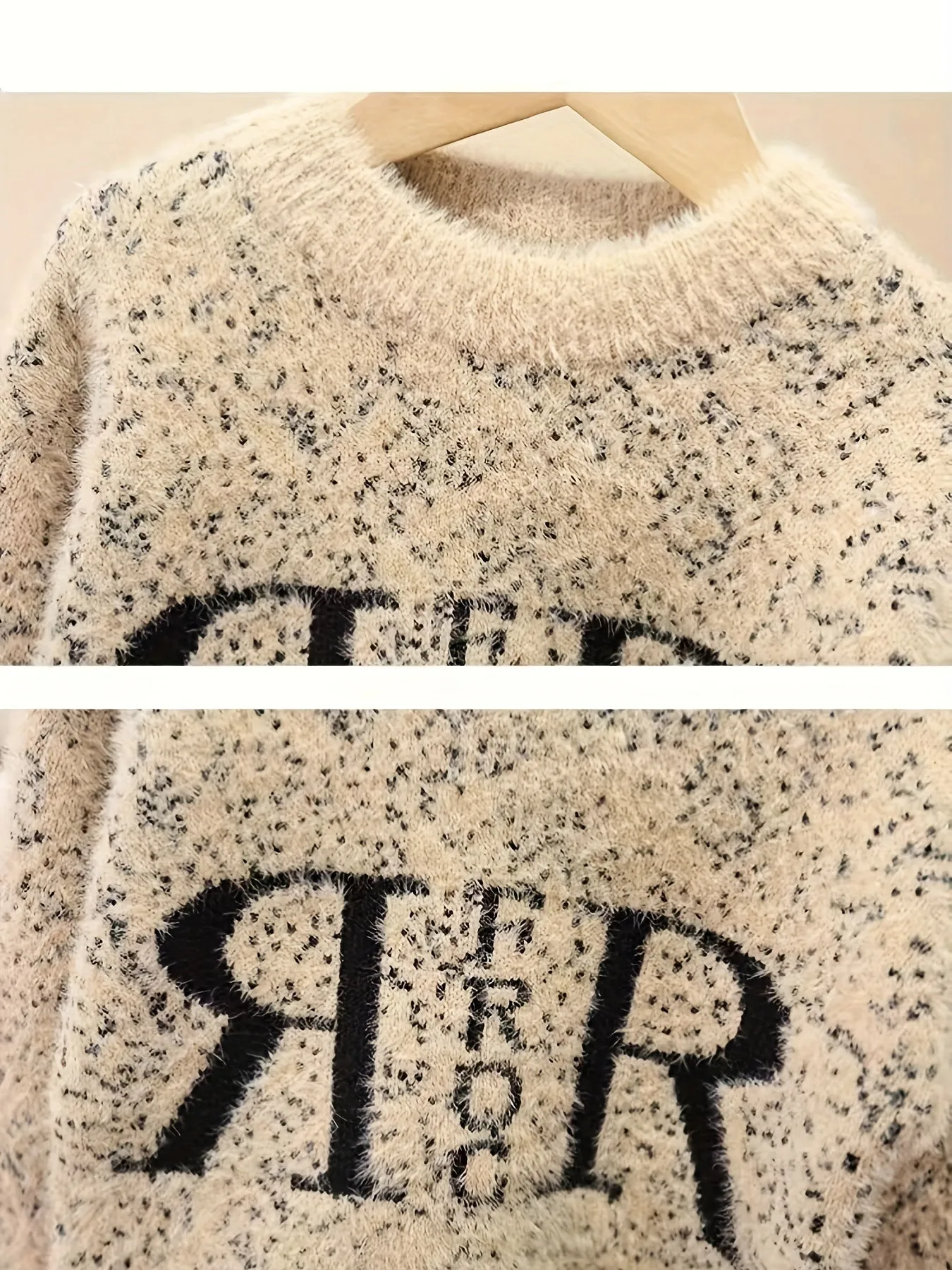 Boys Letter Pattern Knit Sweater, Round Neck Long Sleeve Stretch Warm Thick Pullover Top Boys Clothes Outdoor