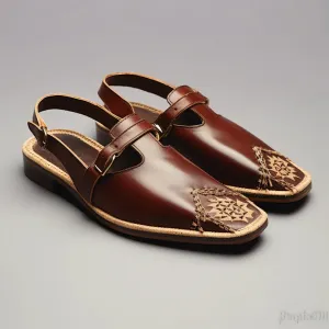 Brown Velvet Hand Work Zardozi Peshawari Slippers | Wedding Shoes for Groom | Shoes for Haldi Mehendi Sangeet