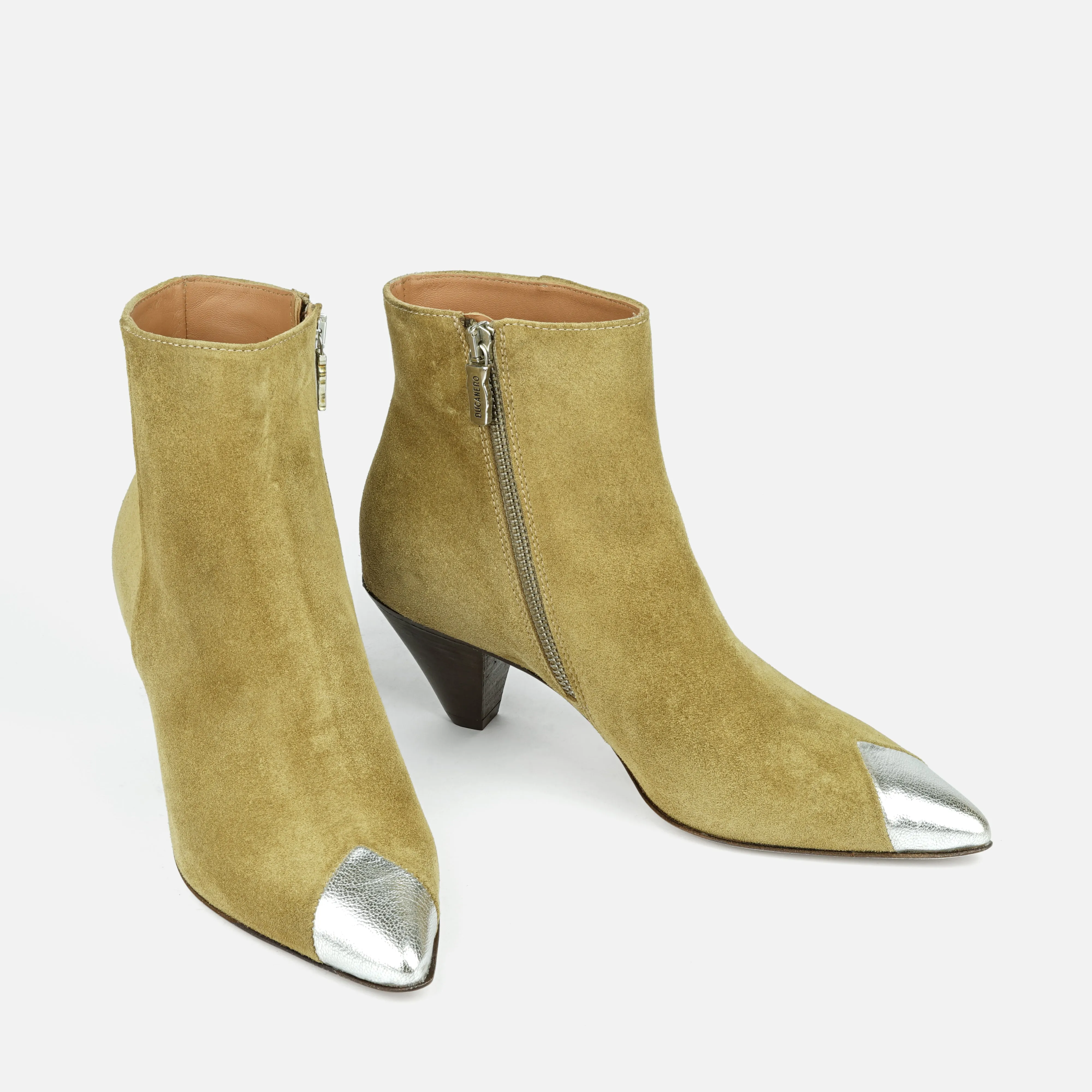 CAPRI | Suede Ankle Boots with Silver Toe