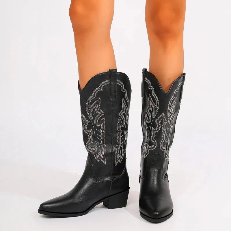 CHELSEA | Point Toe Low Block Heel  Western Boots