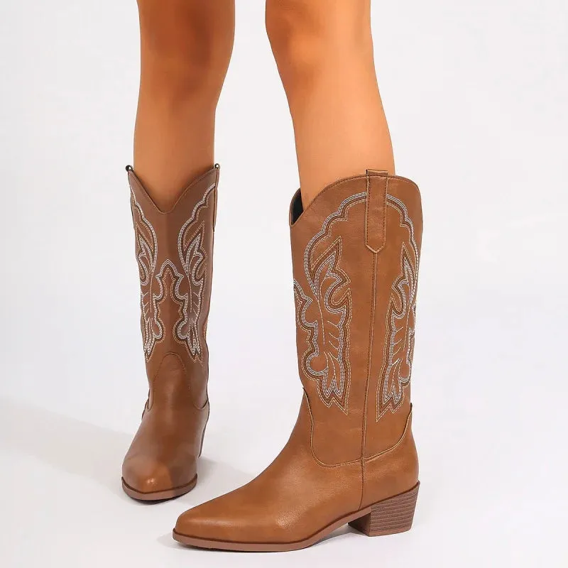 CHELSEA | Point Toe Low Block Heel  Western Boots