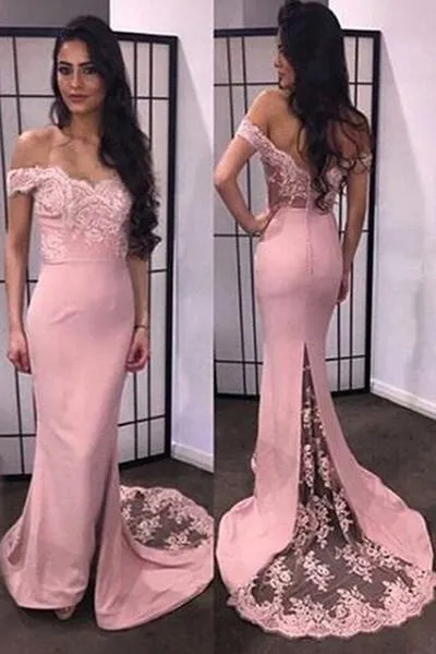 Decent Mermaid Off shoulder Sweetheart Long Prom Dress with Sweep Train, MP193