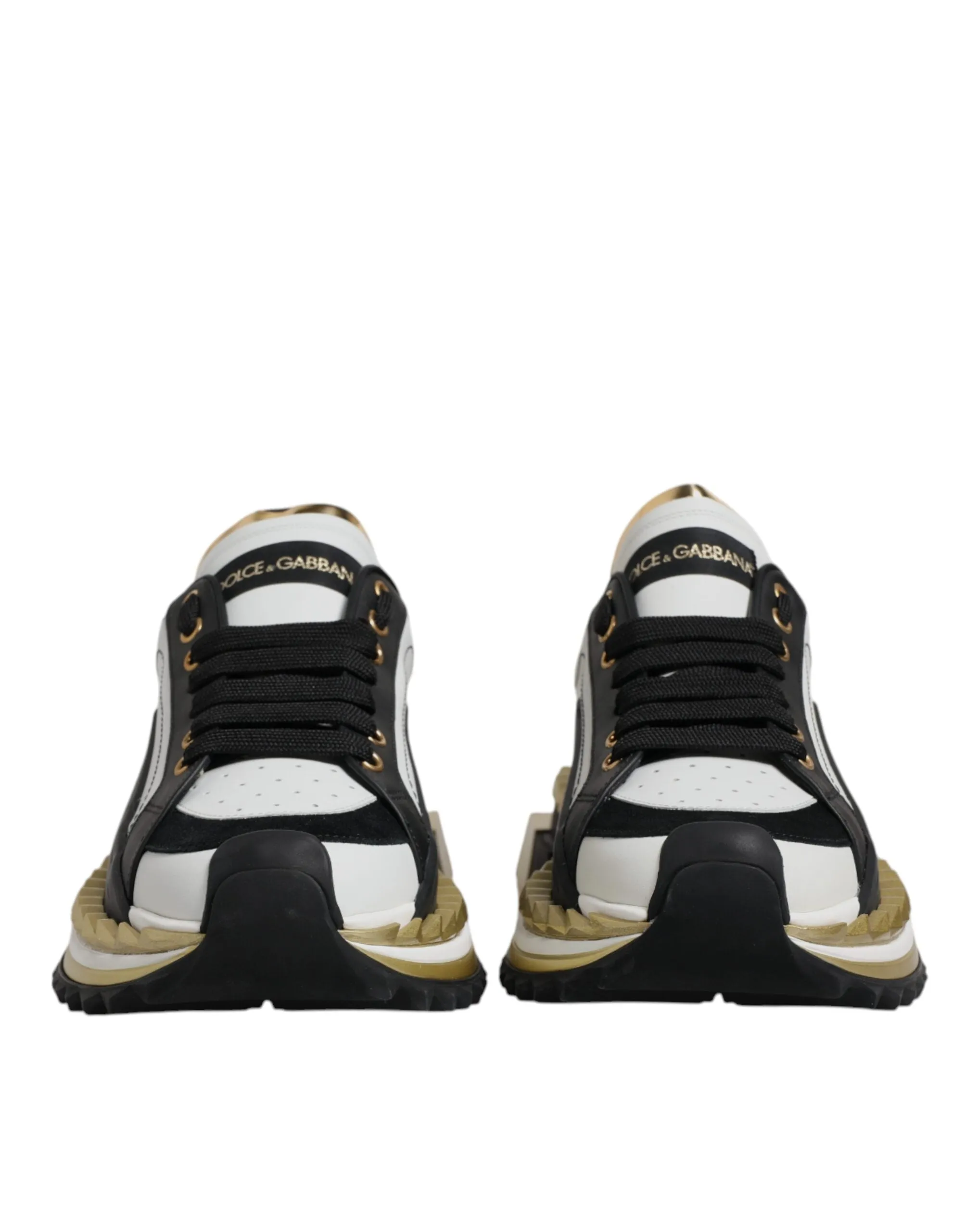 Dolce & Gabbana White Gold Black SUPER KING Sneakers Shoes