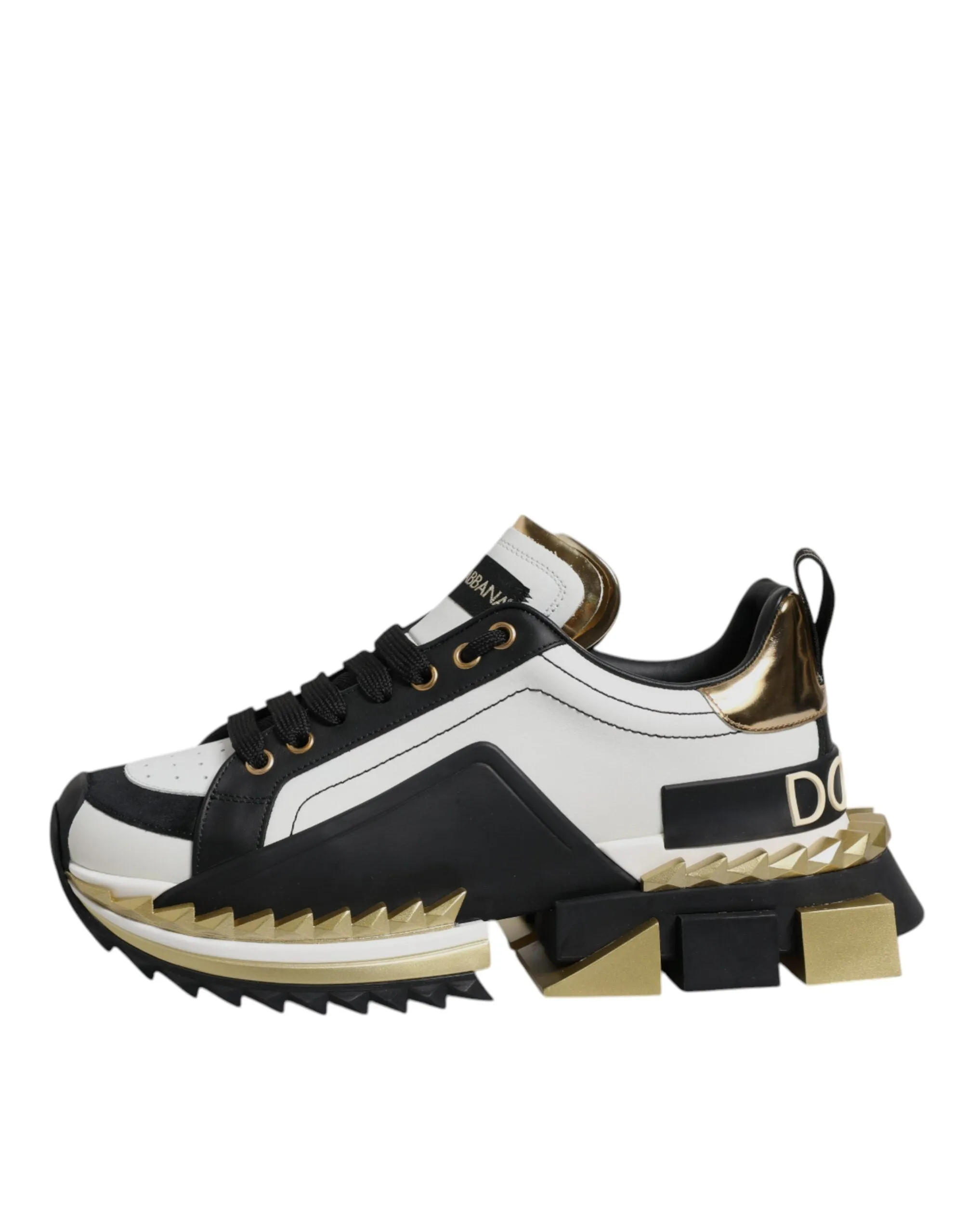 Dolce & Gabbana White Gold Black SUPER KING Sneakers Shoes