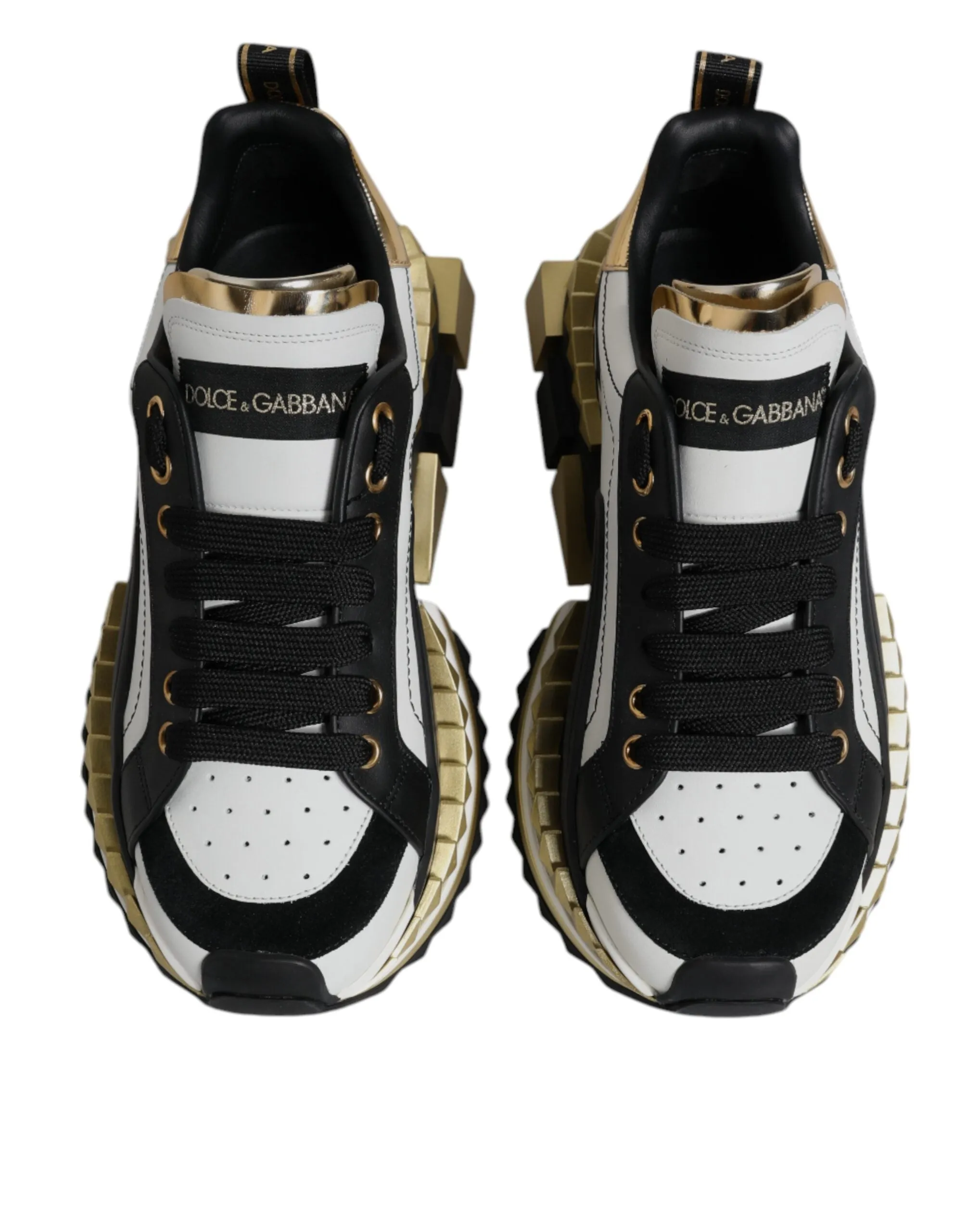 Dolce & Gabbana White Gold Black SUPER KING Sneakers Shoes