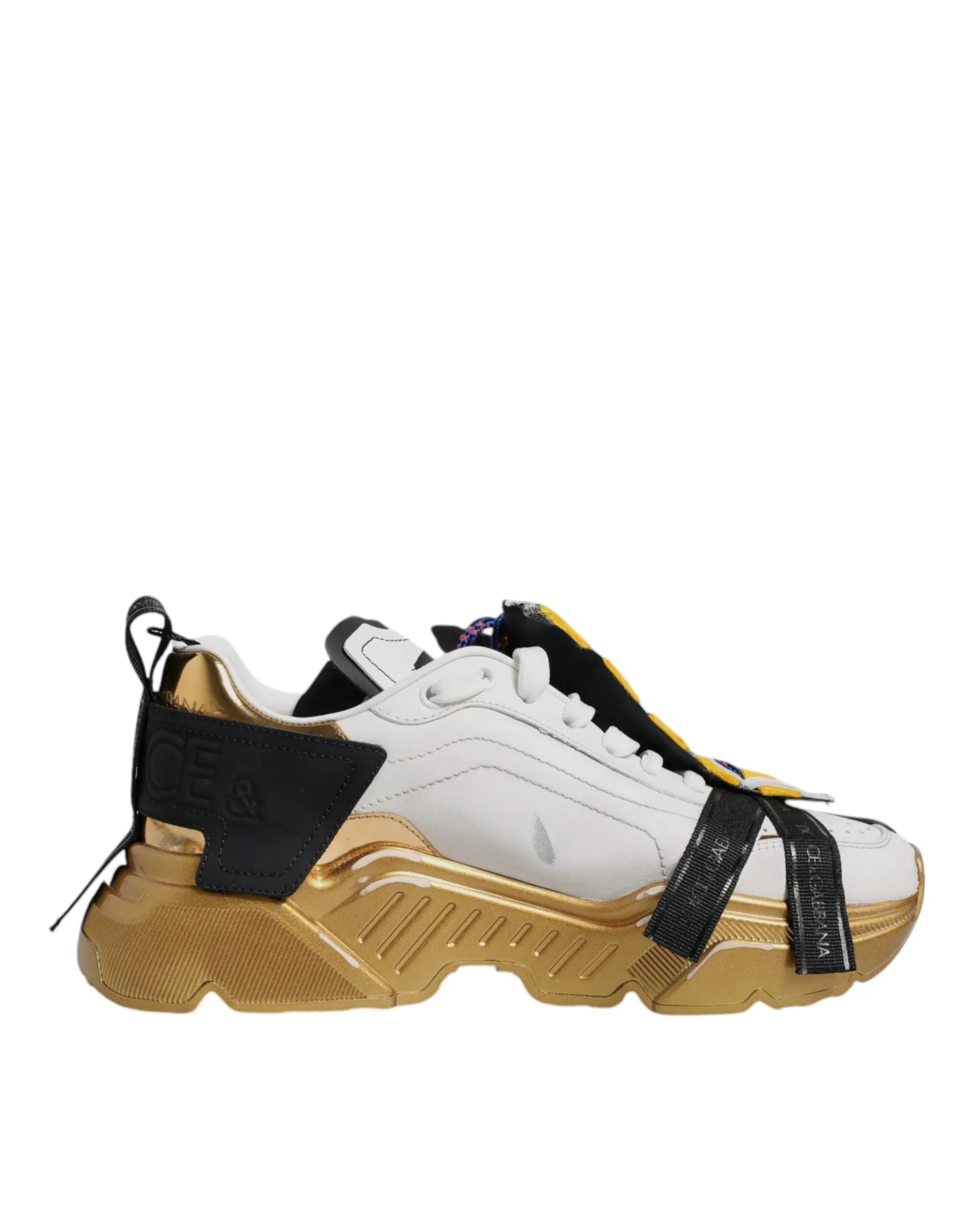 Dolce & Gabbana White Gold Leather Daymaster Sneakers Shoes