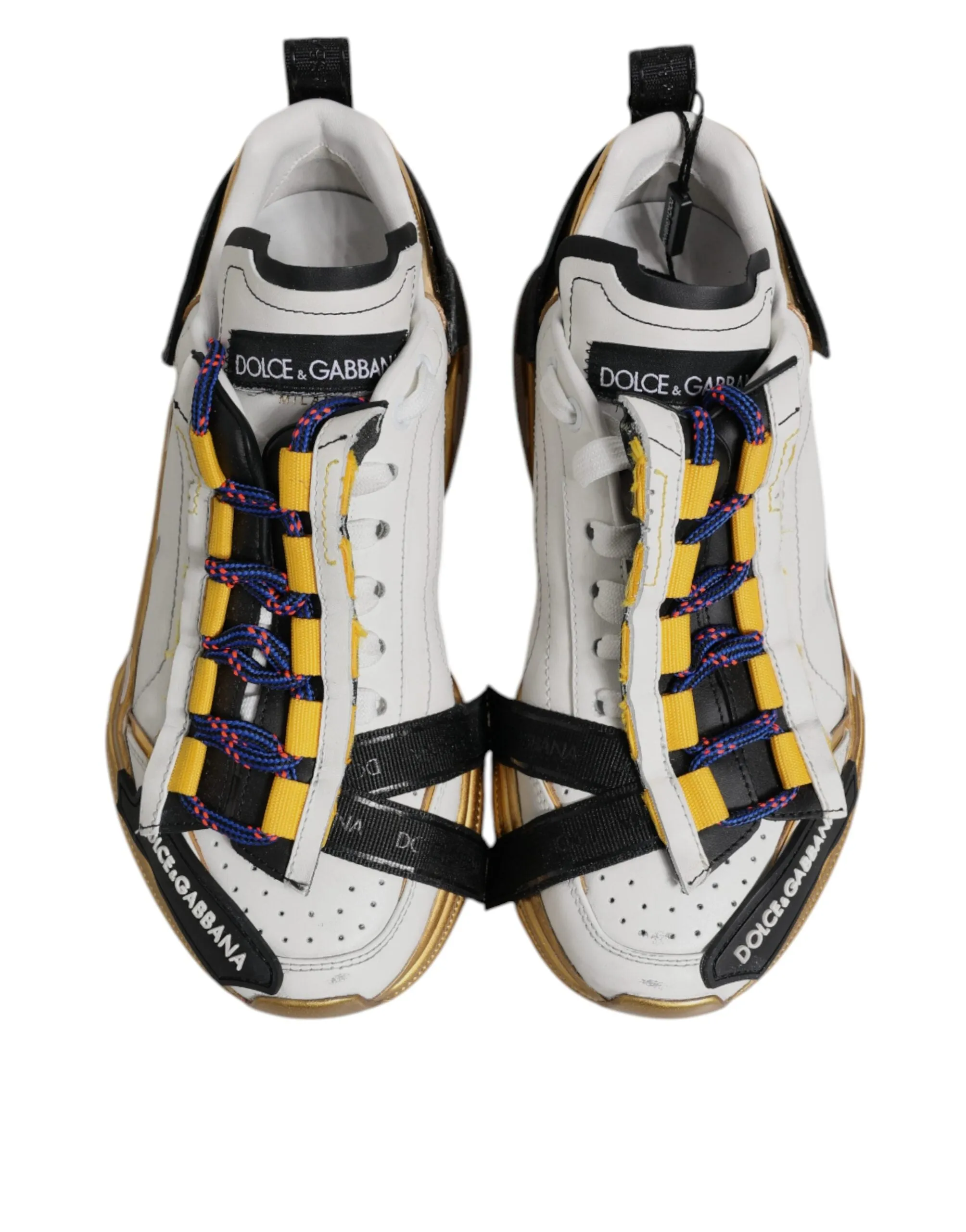 Dolce & Gabbana White Gold Leather Daymaster Sneakers Shoes