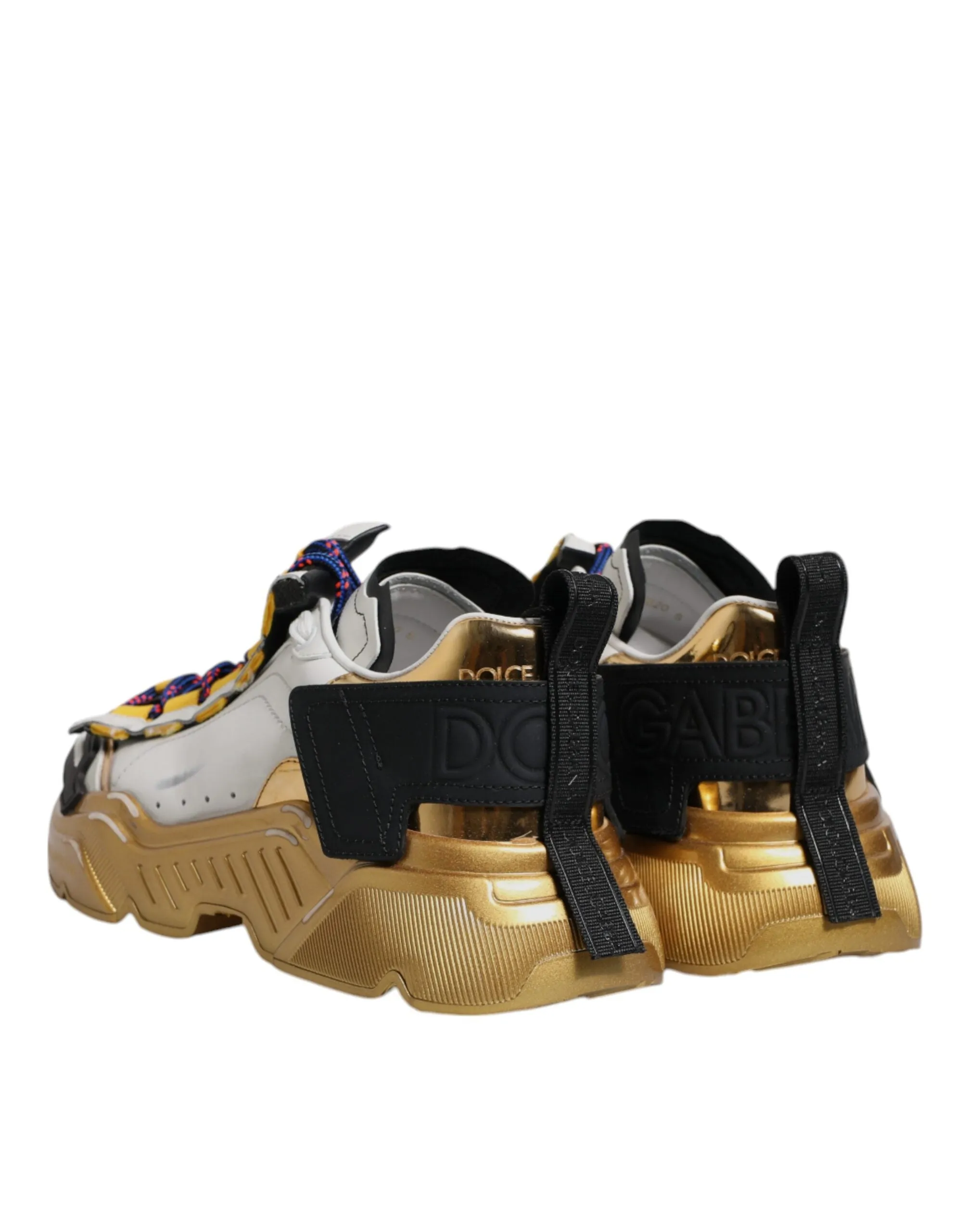Dolce & Gabbana White Gold Leather Daymaster Sneakers Shoes