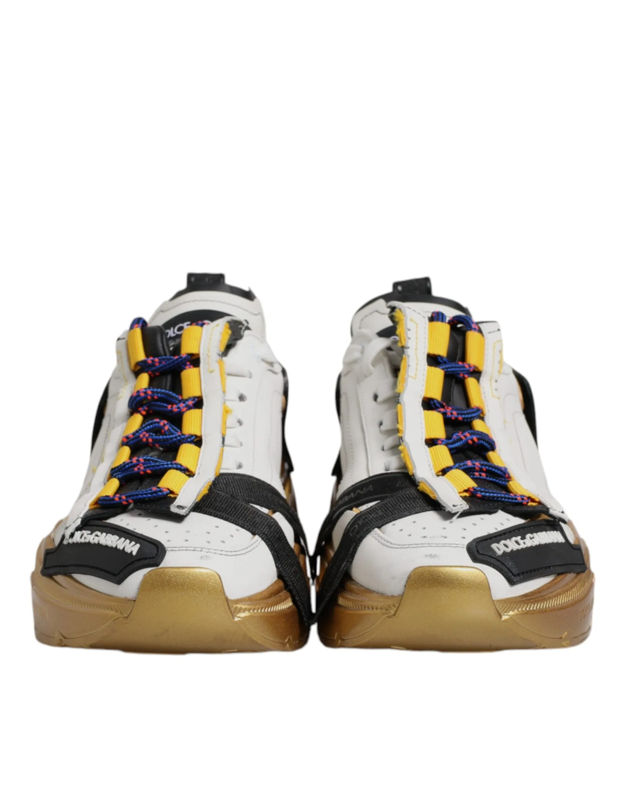 Dolce & Gabbana White Gold Leather Daymaster Sneakers Shoes
