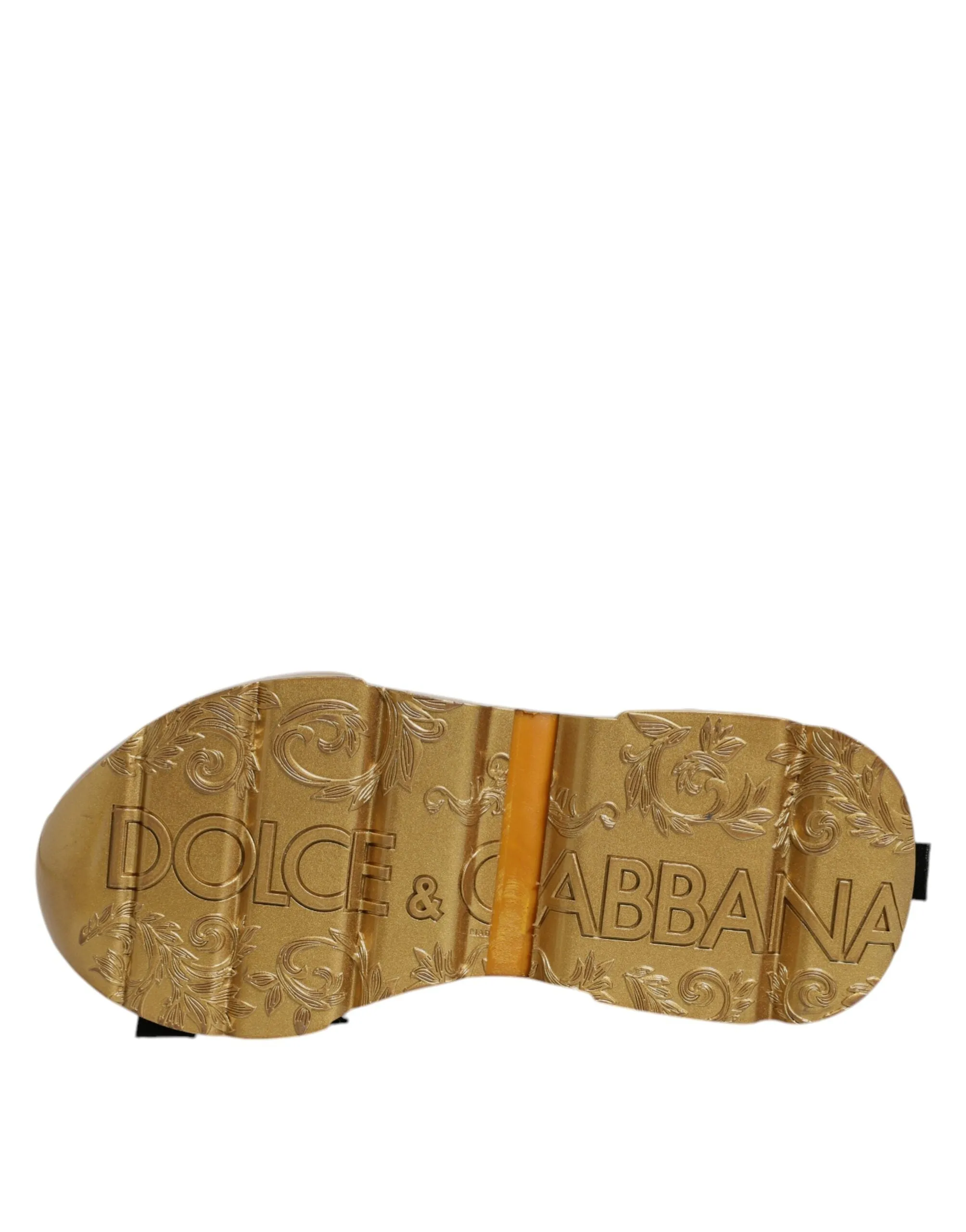 Dolce & Gabbana White Gold Leather Daymaster Sneakers Shoes