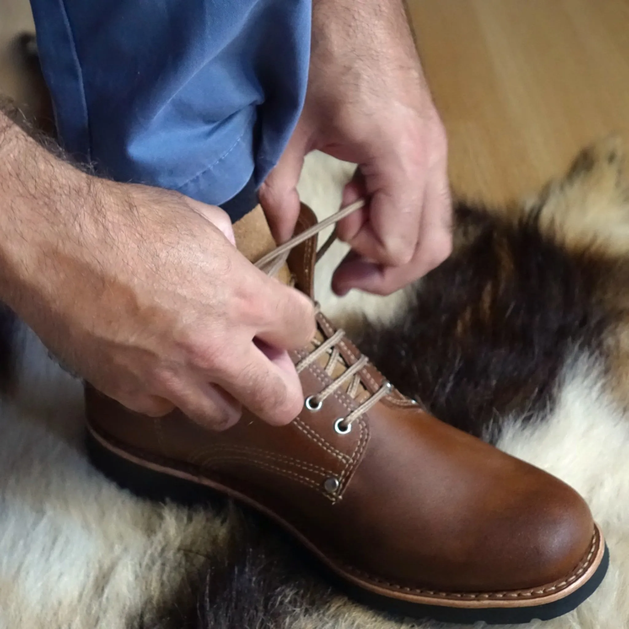 Estrela Leather Lace-Up Boots - Natural Light Brown