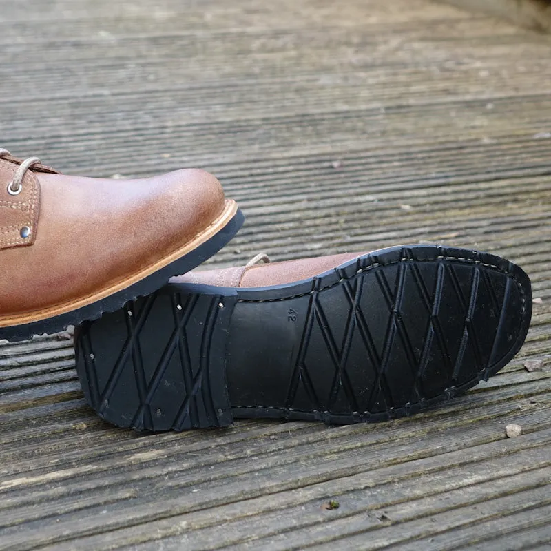 Estrela Leather Lace-Up Boots - Natural Light Brown