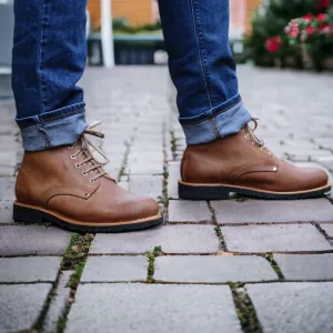 Estrela Leather Lace-Up Boots - Natural Light Brown