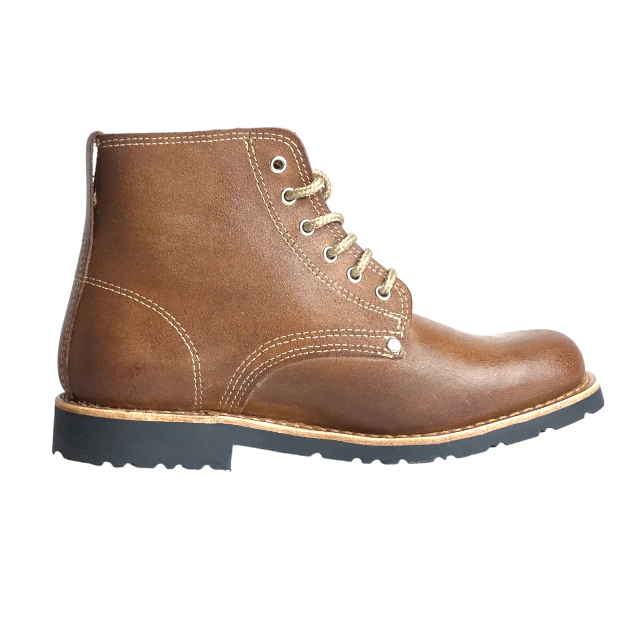 Estrela Leather Lace-Up Boots - Natural Light Brown