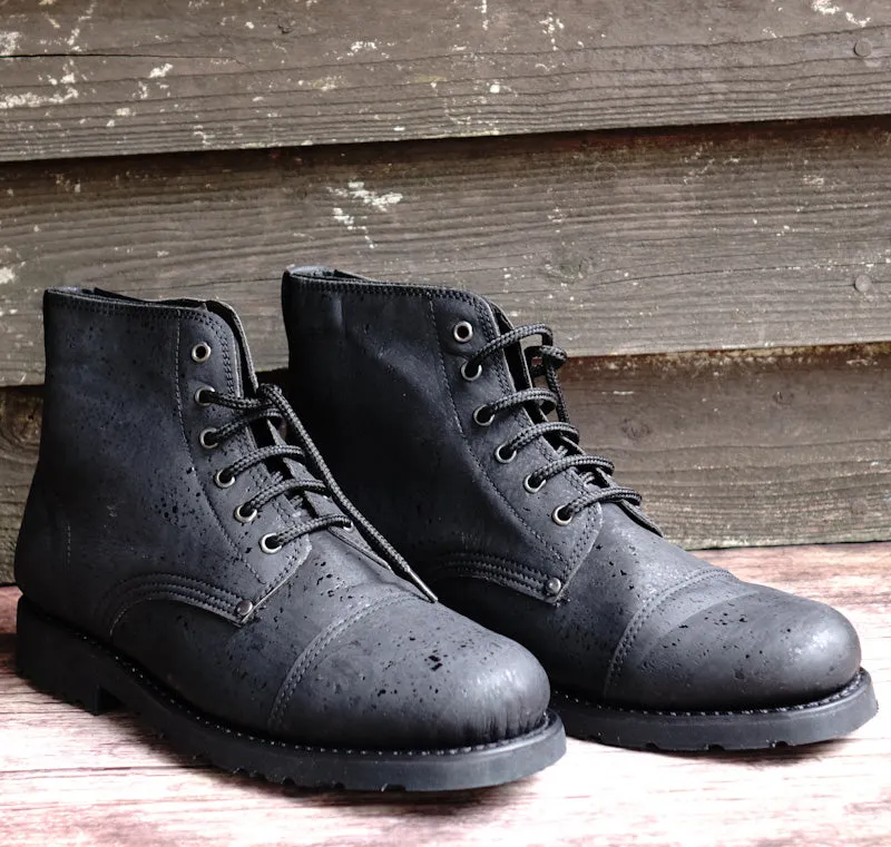 Everest Cork Lace-up Boots - Black