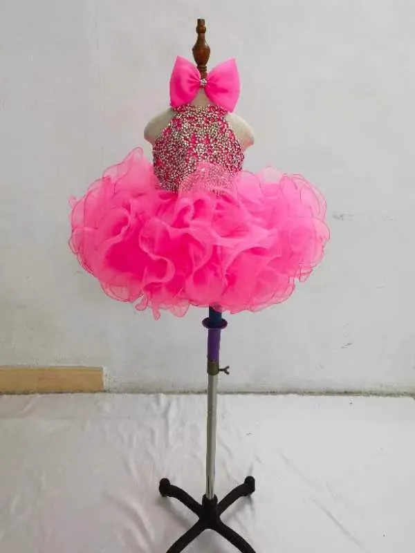 Halter Beaded Bodice Baby Girl Cupcake Pageant Gown