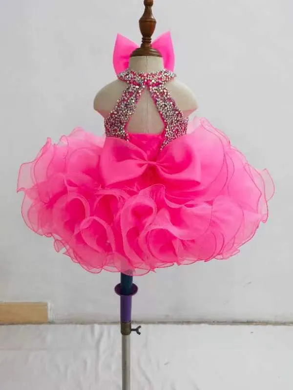 Halter Beaded Bodice Baby Girl Cupcake Pageant Gown