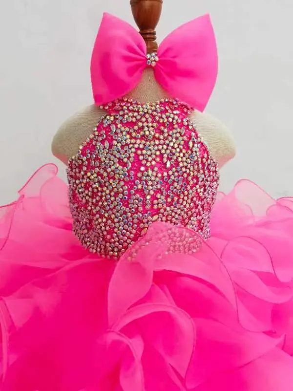 Halter Beaded Bodice Baby Girl Cupcake Pageant Gown