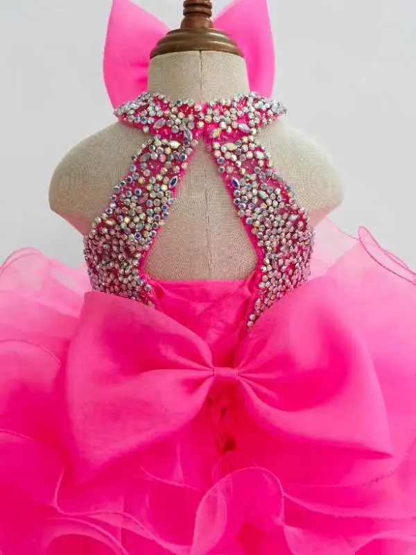 Halter Beaded Bodice Baby Girl Cupcake Pageant Gown