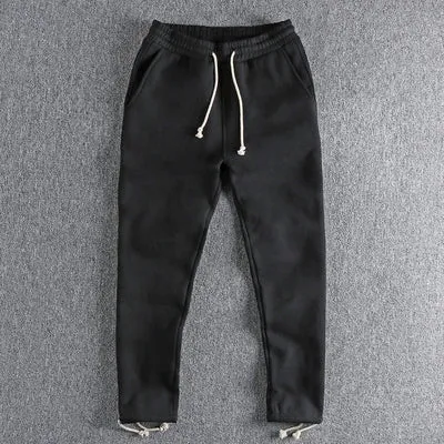 Heavyweight Thick Velvet Straight Sweatpants - Men's Pure Cotton Solid Color Sports Casual Trousers