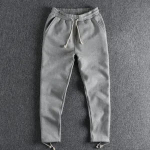 Heavyweight Thick Velvet Straight Sweatpants - Men's Pure Cotton Solid Color Sports Casual Trousers