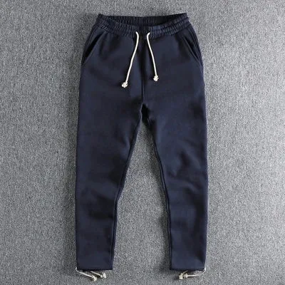 Heavyweight Thick Velvet Straight Sweatpants - Men's Pure Cotton Solid Color Sports Casual Trousers