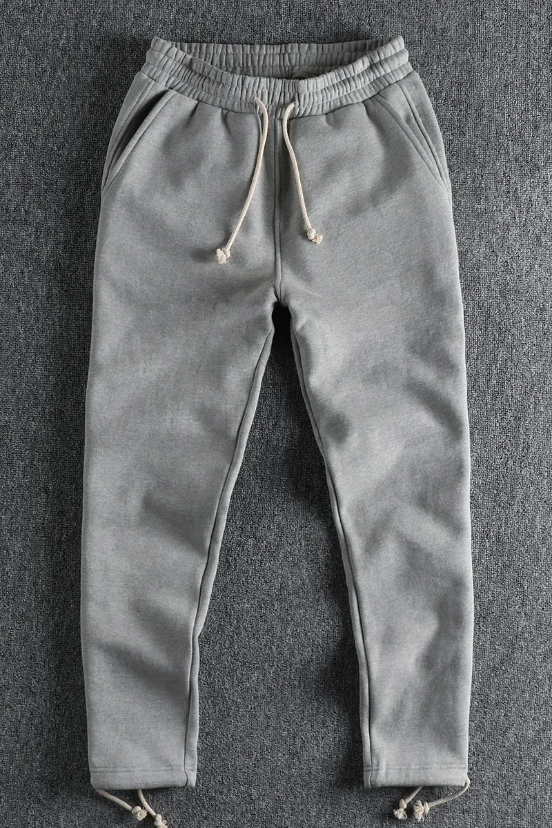 Heavyweight Thick Velvet Straight Sweatpants - Men's Pure Cotton Solid Color Sports Casual Trousers