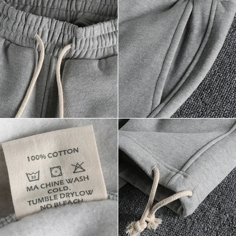 Heavyweight Thick Velvet Straight Sweatpants - Men's Pure Cotton Solid Color Sports Casual Trousers