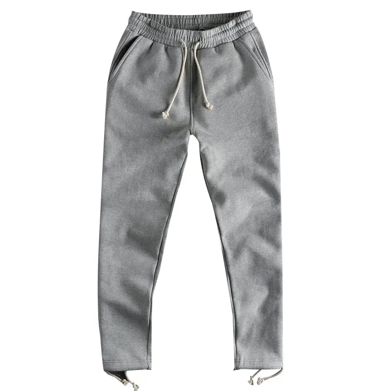 Heavyweight Thick Velvet Straight Sweatpants - Men's Pure Cotton Solid Color Sports Casual Trousers