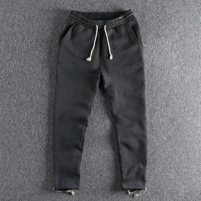 Heavyweight Thick Velvet Straight Sweatpants - Men's Pure Cotton Solid Color Sports Casual Trousers