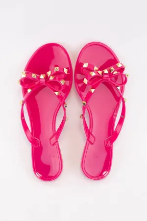 Hot Pink Rockstud Jelly Sandals