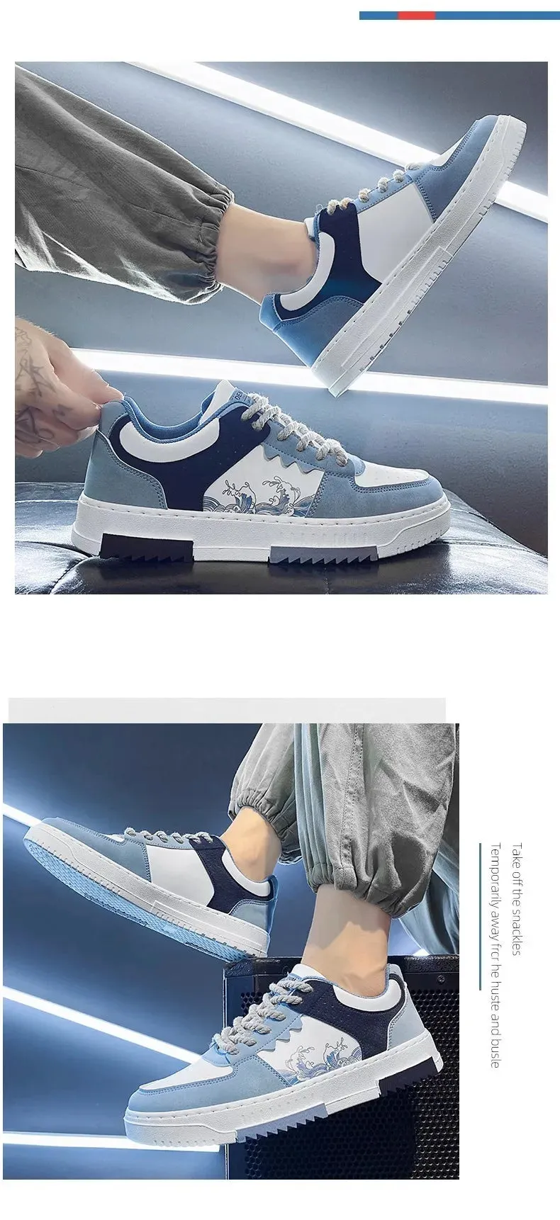 hot sale Students casual sports board shoes Outdoor men's Leisure sneakers  Non-slip thick bottom Men's running shoes