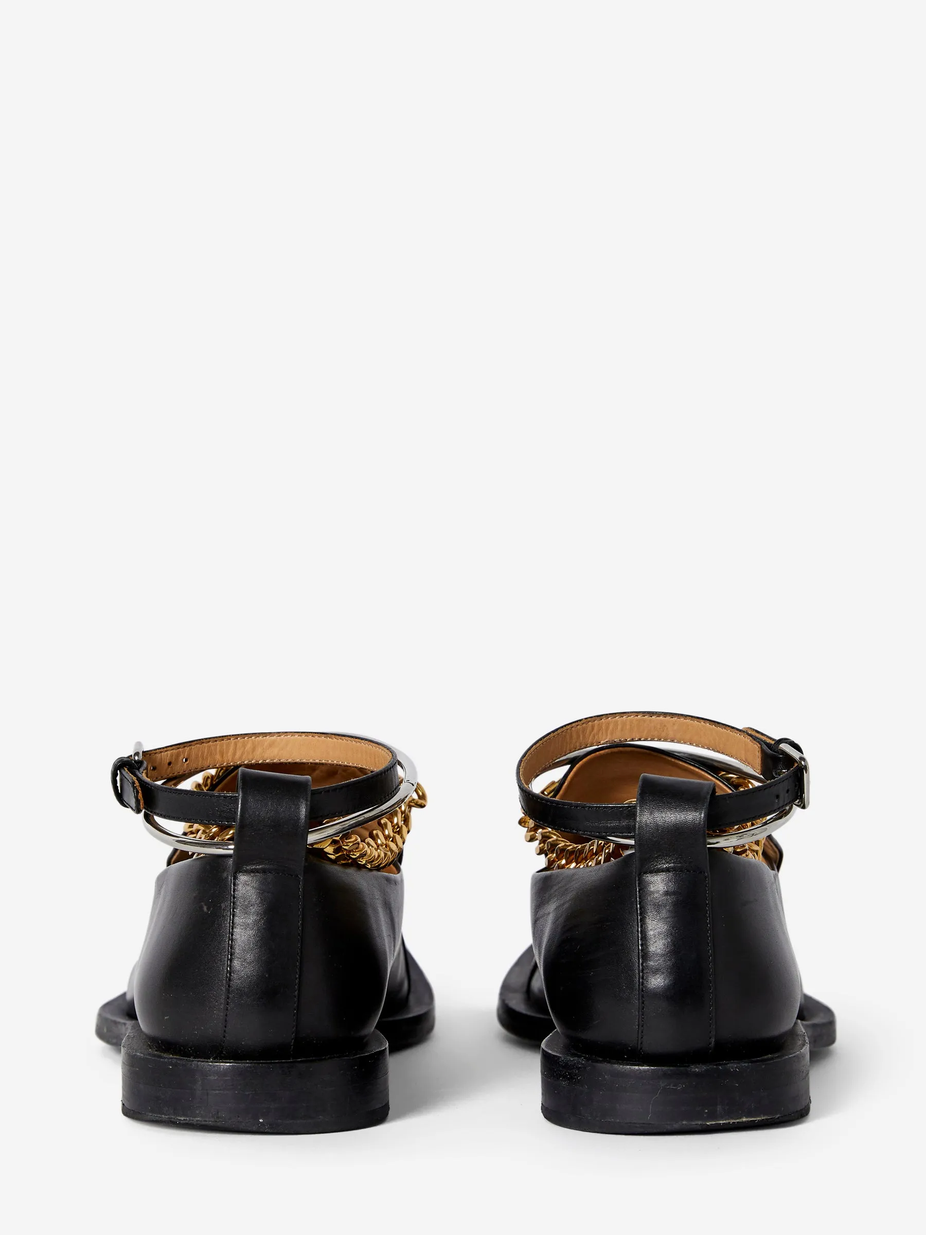 JIL SANDER ANKLET-CHAIN LEATHER LOAFERS