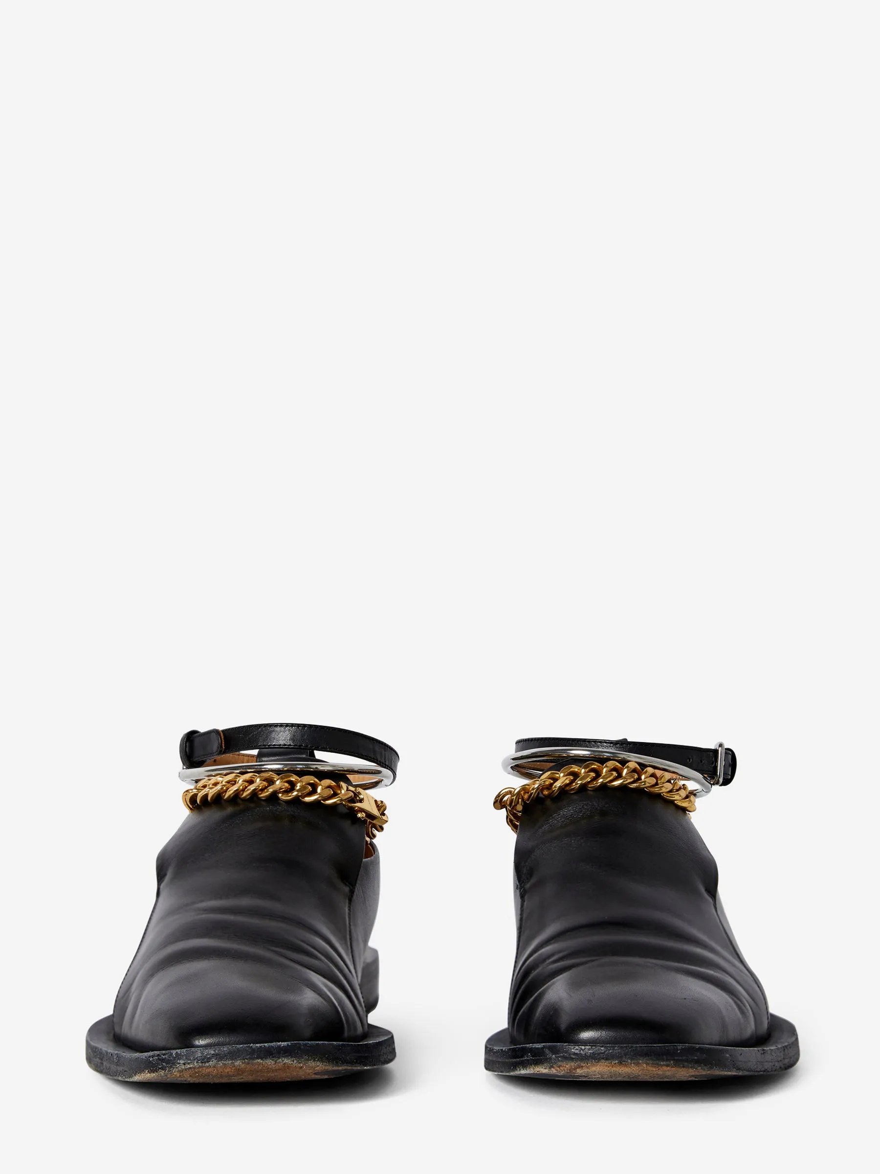 JIL SANDER ANKLET-CHAIN LEATHER LOAFERS