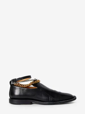 JIL SANDER ANKLET-CHAIN LEATHER LOAFERS