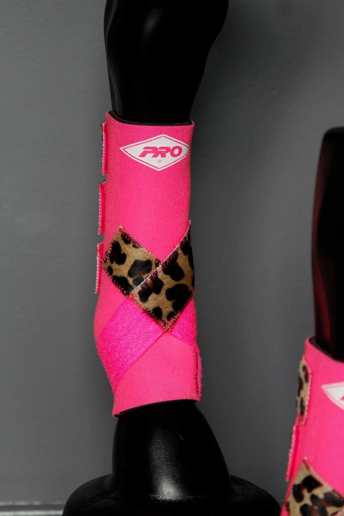 MEDIUM H20 Front & Rear Set with Cheetah Hide Straps Support Boots with Bells - Medium