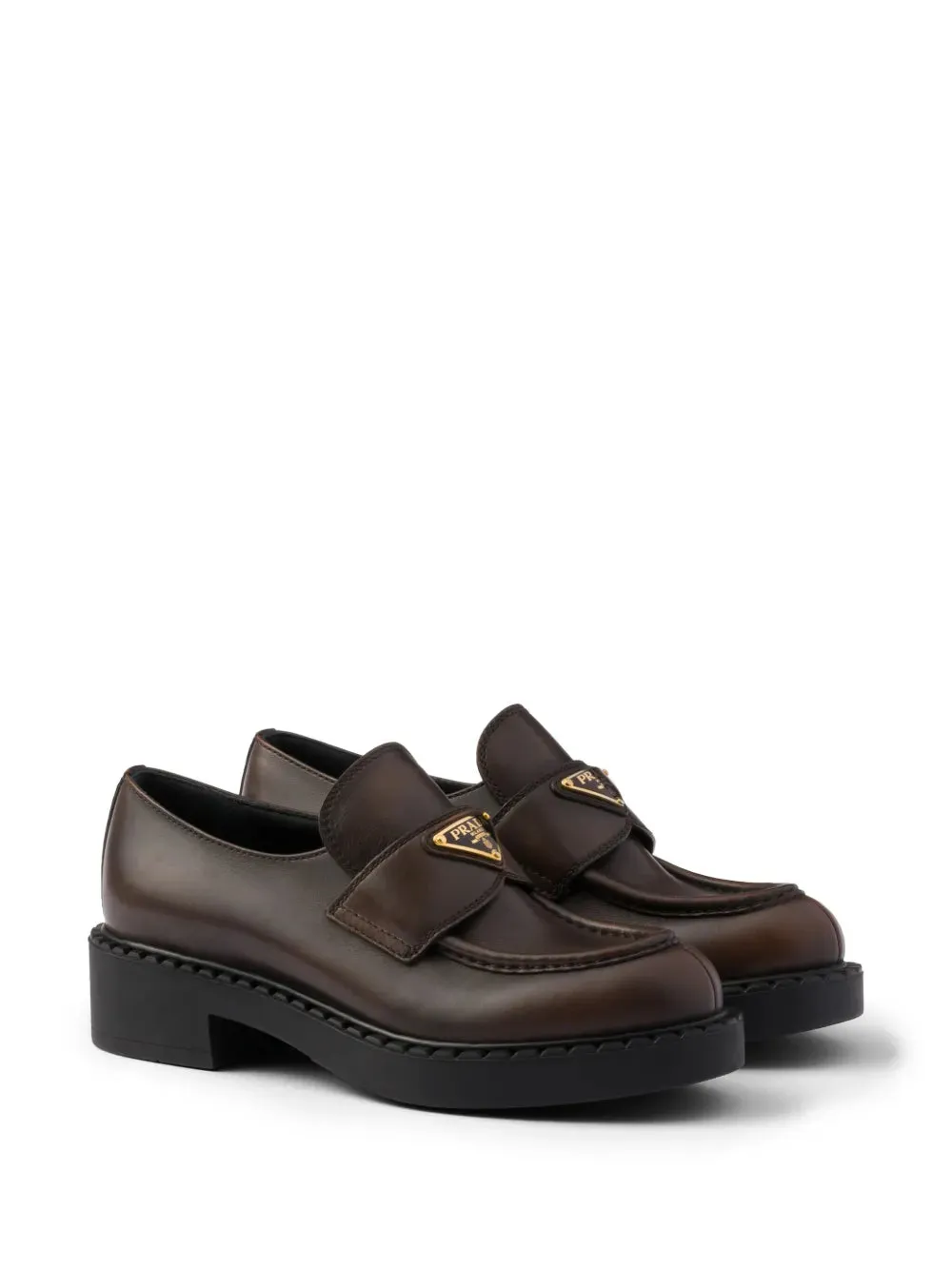 Prada triangle-logo leather loafers